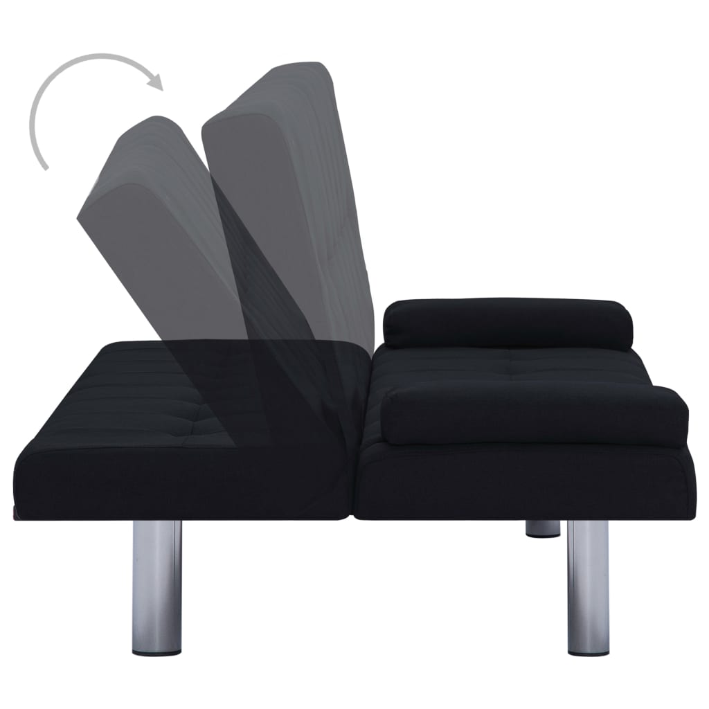 Schlafsofa mit zwei Kissen Schwarz Polyester