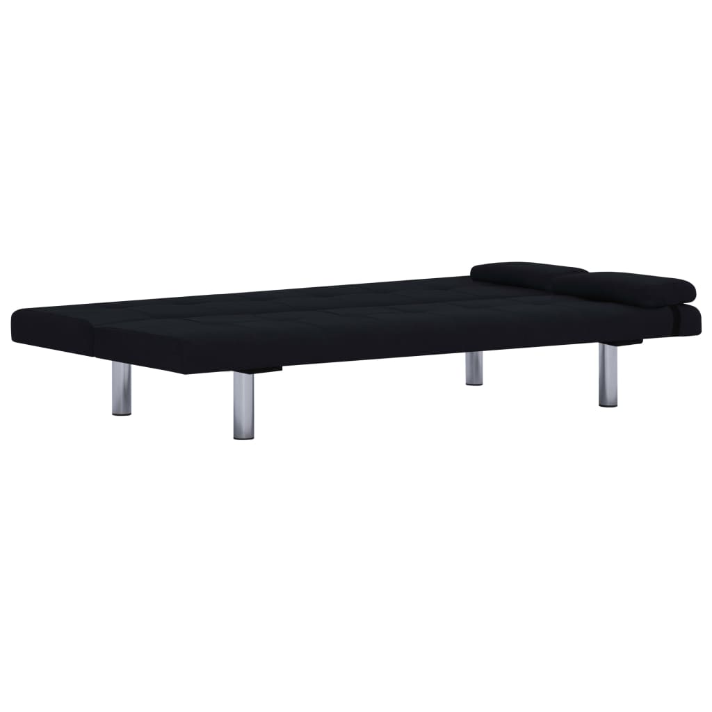 Schlafsofa mit zwei Kissen Schwarz Polyester