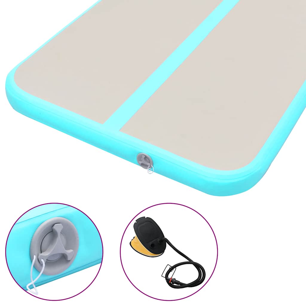 Aufblasbare Gymnastikmatte mit Pumpe 300x100x10 cm PVC Grün