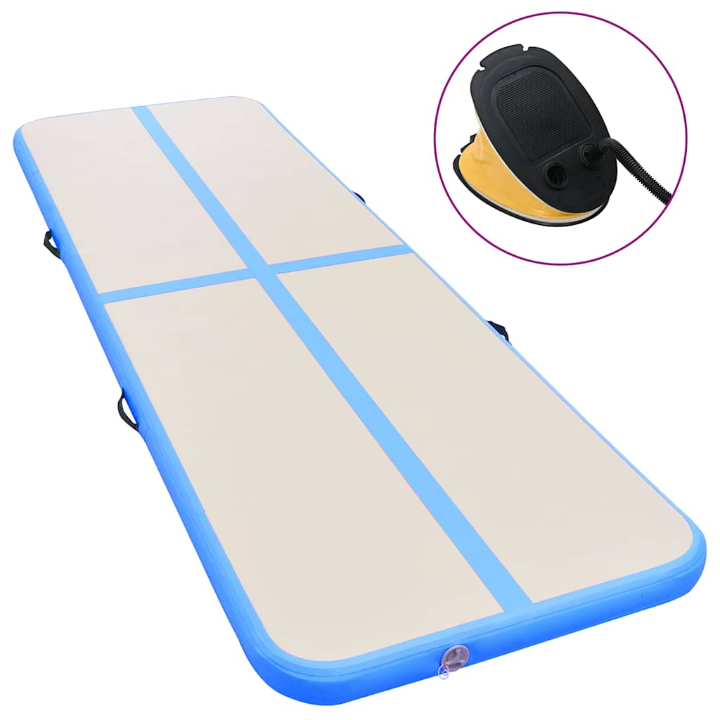 Aufblasbare Gymnastikmatte mit Pumpe 500x100x10 cm PVC Blau