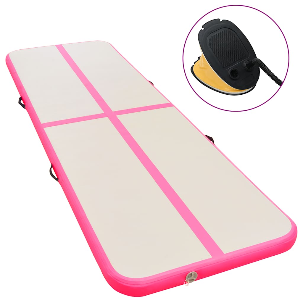 Aufblasbare Gymnastikmatte mit Pumpe 700×100×10 cm PVC Rosa