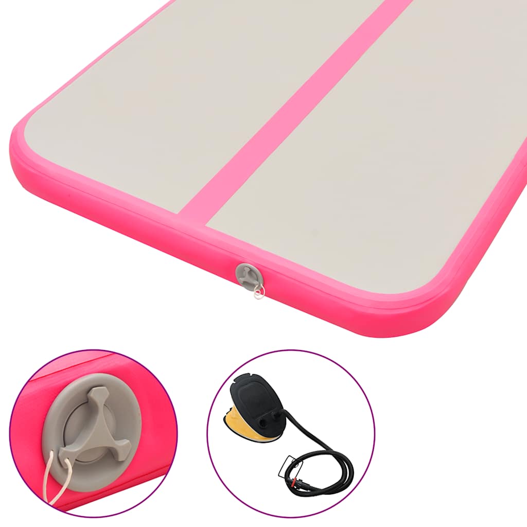 Aufblasbare Gymnastikmatte mit Pumpe 700×100×10 cm PVC Rosa