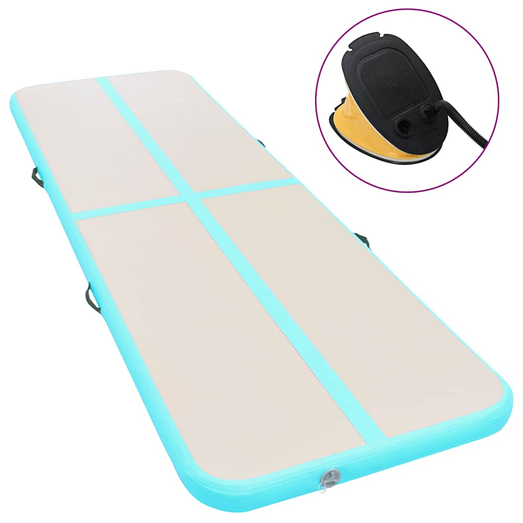 Aufblasbare Gymnastikmatte mit Pumpe 700x100x10 cm PVC Grün