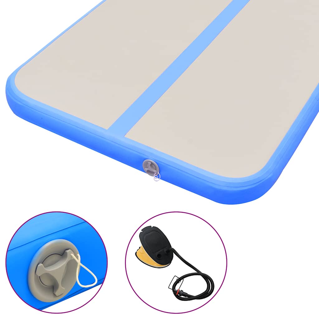 Aufblasbare Gymnastikmatte mit Pumpe 800x100x10 cm PVC Blau