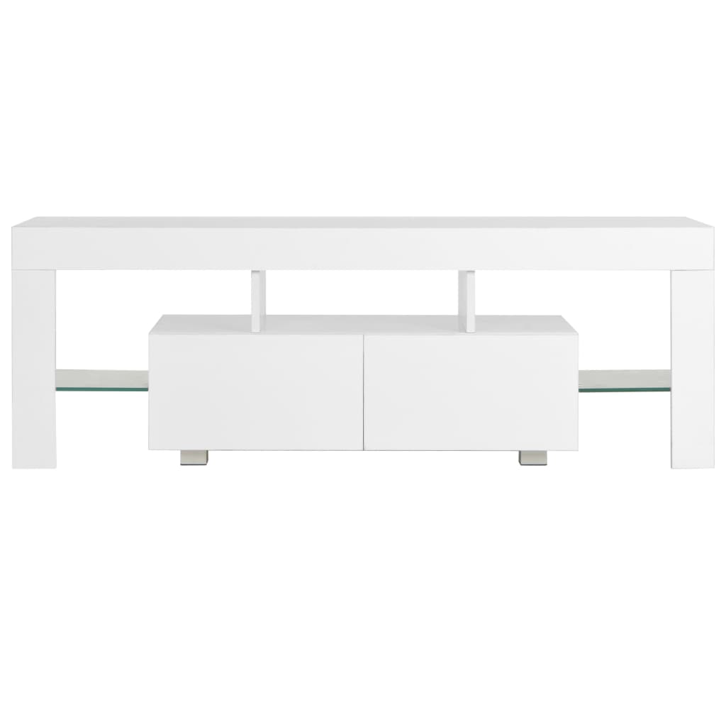 TV-Schrank mit LED-Leuchten Hochglanz-Weiß 130x35x45 cm