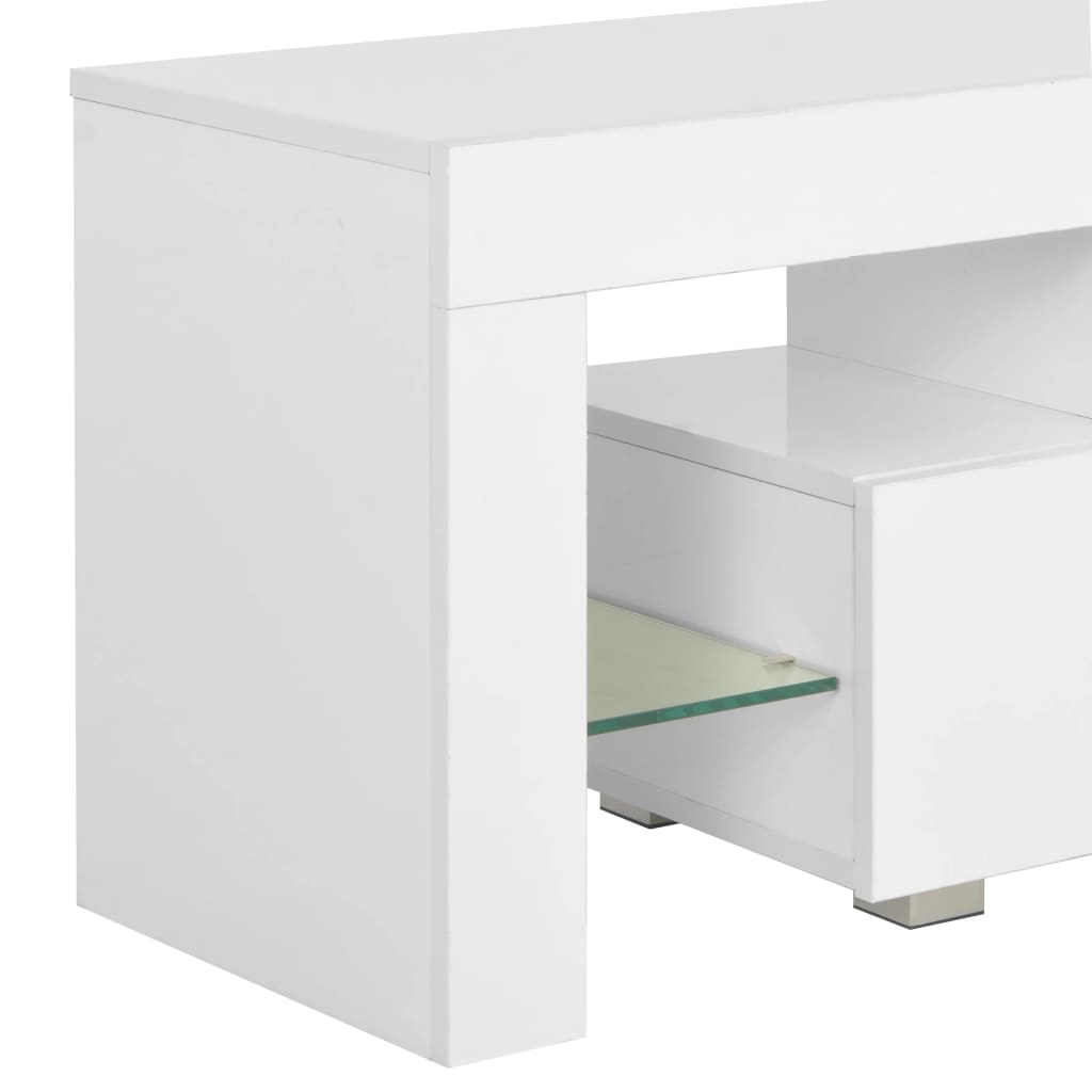 TV-Schrank mit LED-Leuchten Hochglanz-Weiß 130x35x45 cm