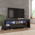 TV-Schrank mit LED-Leuchten Hochglanz-Schwarz 130x35x45 cm