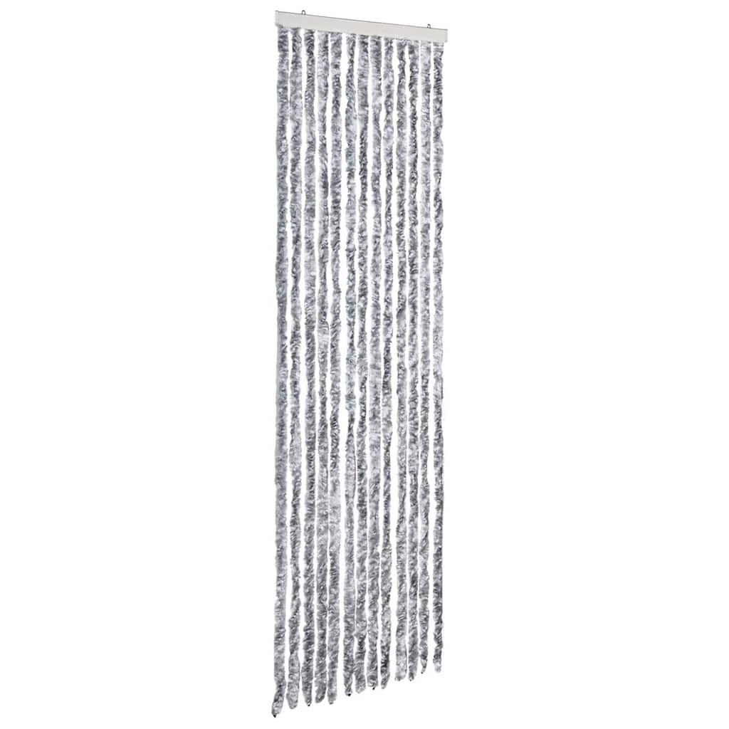 Insektenschutz-Vorhang Weiß und Grau 56x185 cm Chenille