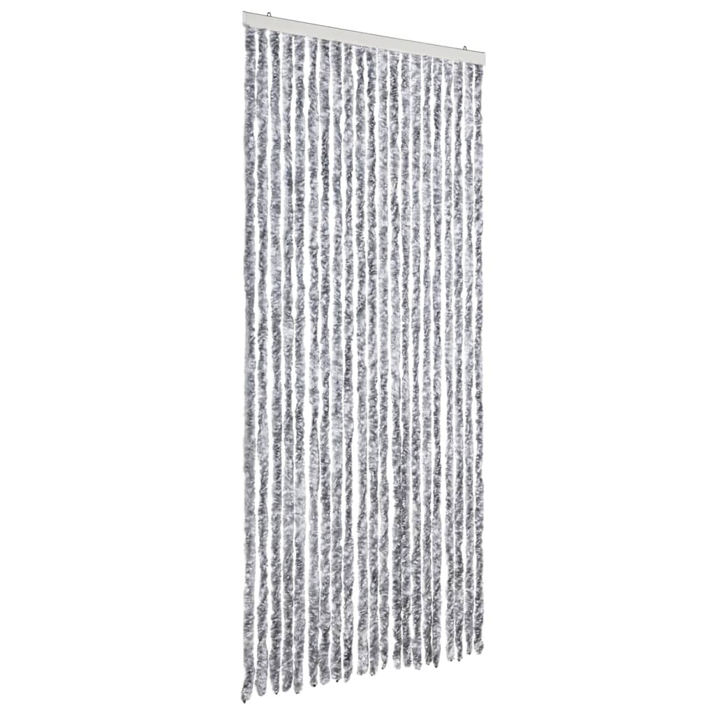 Insektenschutz-Vorhang Weiß und Grau 90x220 cm Chenille