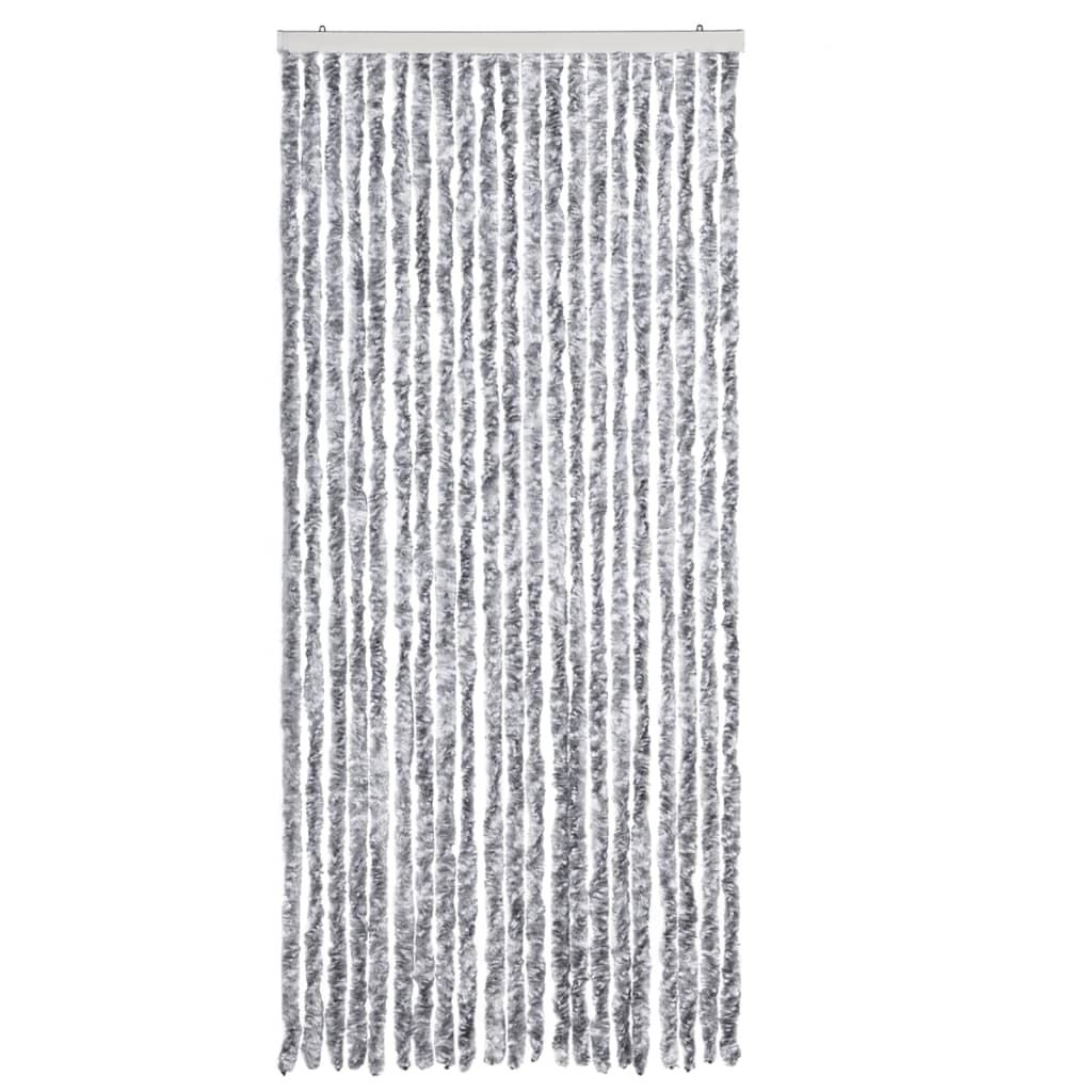 Insektenschutz-Vorhang Weiß und Grau 90x220 cm Chenille
