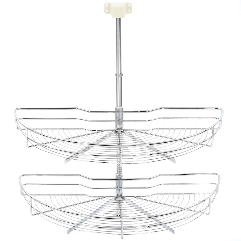 2-stufiger Küchen-Drahtkorb Silbern 180 Grad 75x38x80 cm