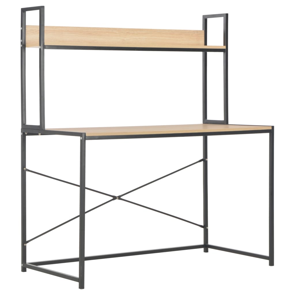 Computertisch Schwarz und Eiche 120x60x138 cm
