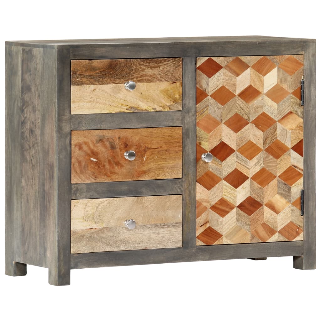 Beistellschrank Grau 75 x 30 x 60 cm Massivholz Mango