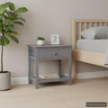 Nachttisch Grau 40×29×42 cm Paulownia Holz