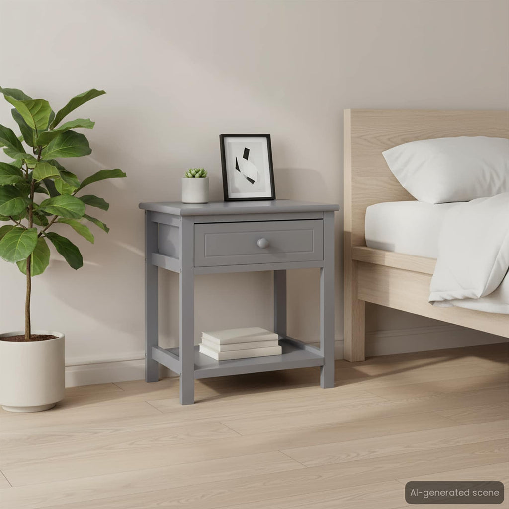 Nachttische 2 Stk. Grau 40x29x42 cm Paulownia Holz