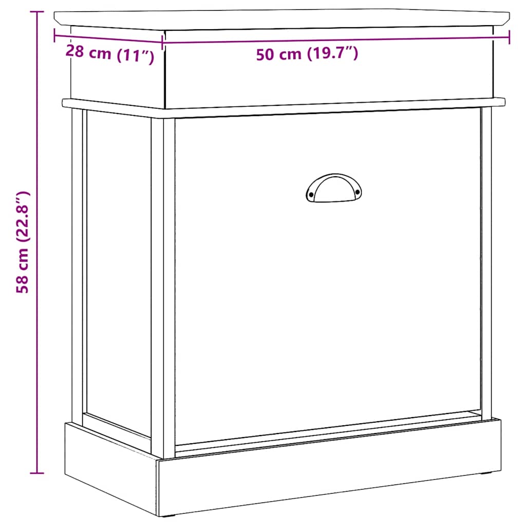 Schuhschrank Weiß 50 x 28 x 58 cm Paulownia Holz