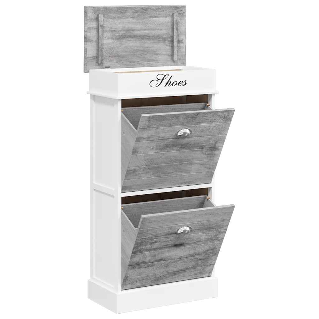 Schuhschrank Grau 50 x 28 x 98 cm Paulownia Holz