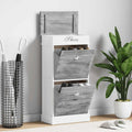 Schuhschrank Grau 50 x 28 x 98 cm Paulownia Holz