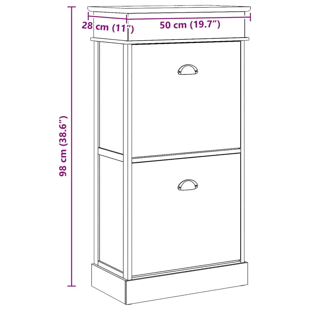 Schuhschrank Braun 50 x 28 x 98 cm Paulownia Holz