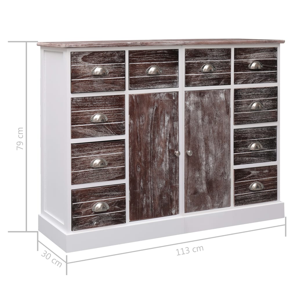 Sideboard mit 10 Schubladen Braun 113x30x79 cm Holz
