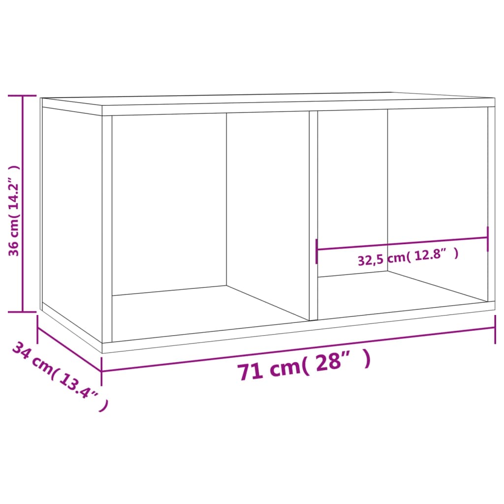 Schallplatten-Aufbewahrungsbox Sonoma Eiche 71x34x36 cm