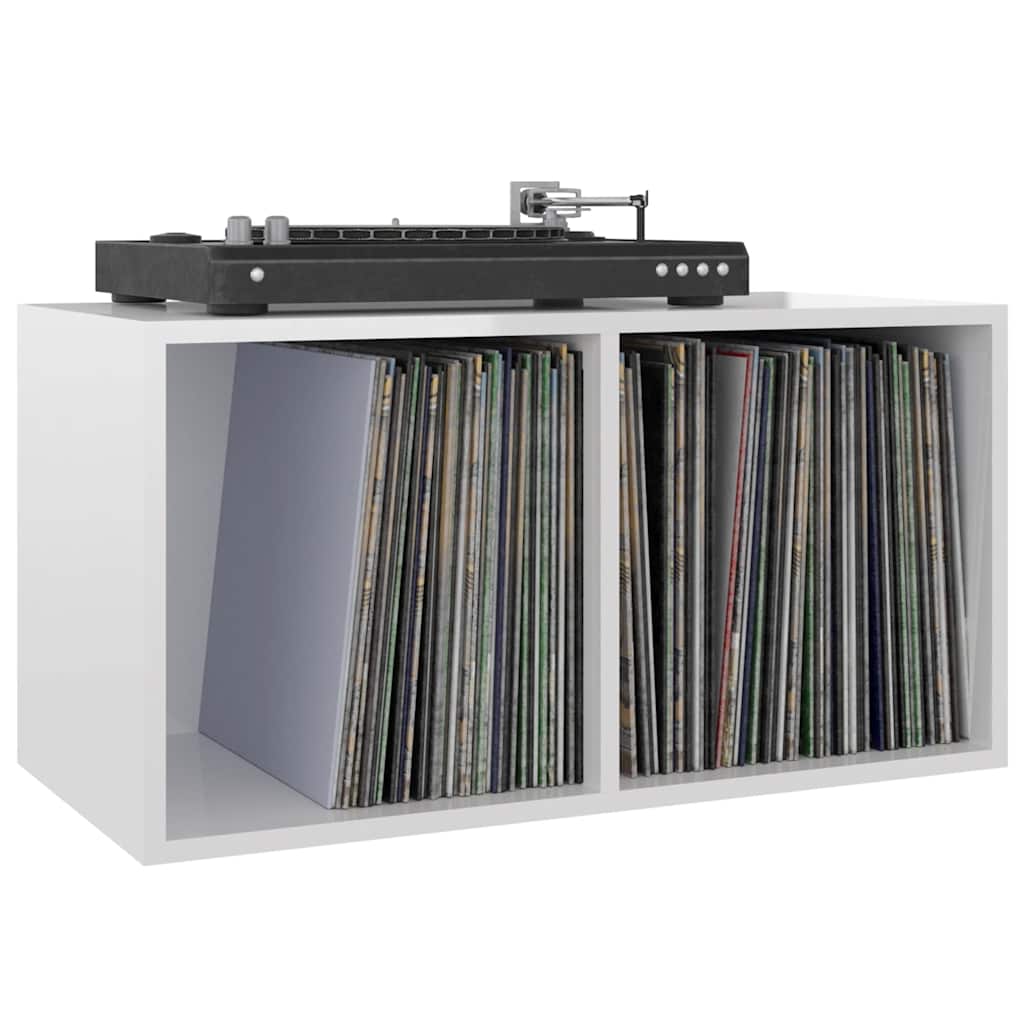 Schallplatten-Aufbewahrungsbox Hochglanz-Weiß 71x34x36 cm