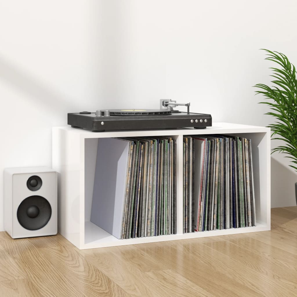 Schallplatten-Aufbewahrungsbox Hochglanz-Weiß 71x34x36 cm