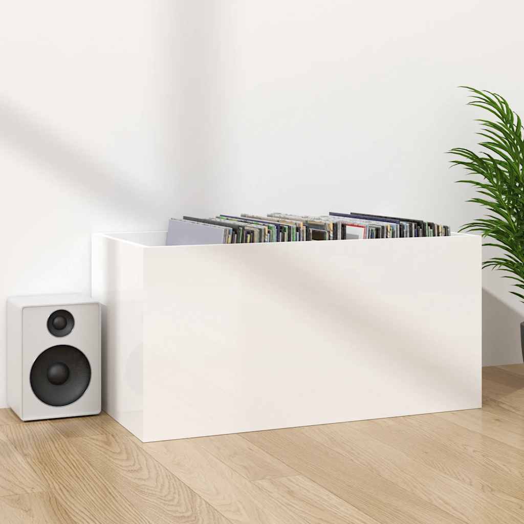 Schallplatten-Aufbewahrungsbox Hochglanz-Weiß 71x34x36 cm