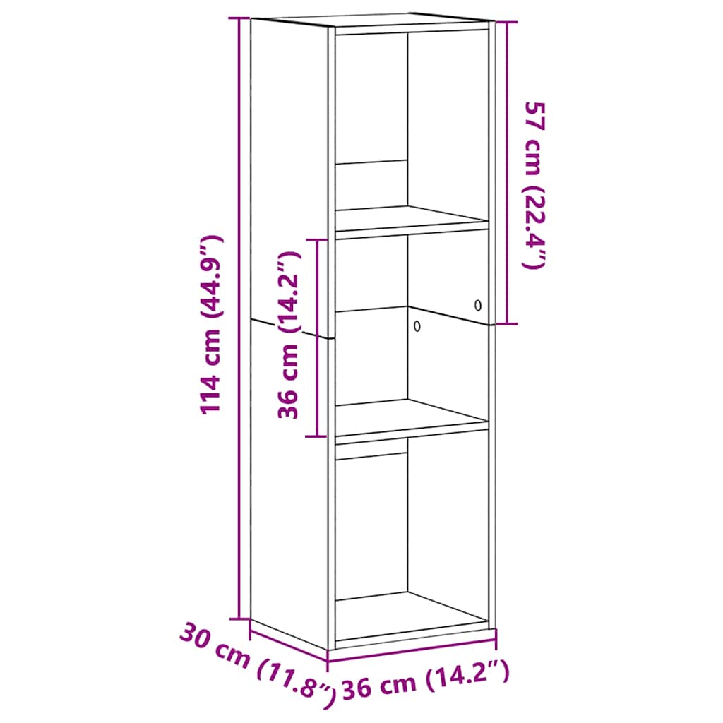 Bücherregal/TV-Schrank Schwarz 36x30x114 cm Holzwerkstoff
