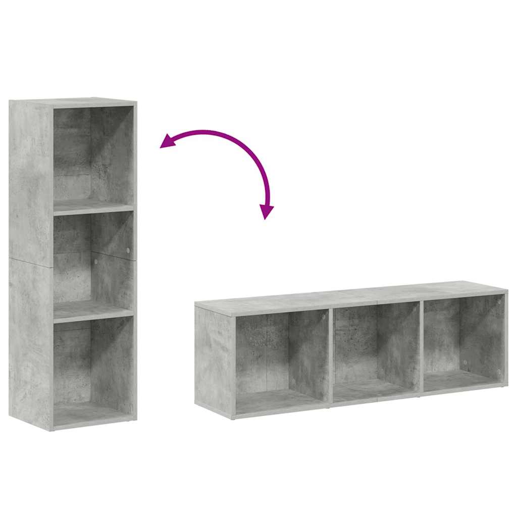 Bücherregal/TV-Schrank Betongrau 36x30x114 cm Holzwerkstoff