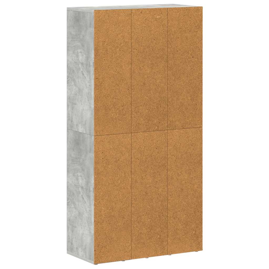 Bücherregal/Sideboard Betongrau 66×30×130 cm Holzwerkstoff