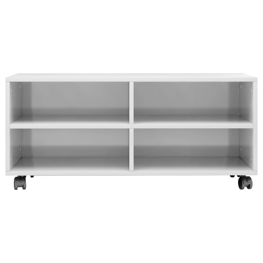 TV-Schrank mit Rollen Hochglanz-Weiß 90x35x35 cm Holzwerkstoff