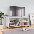 TV-Schrank mit Rollen Hochglanz-Weiß 90x35x35 cm Holzwerkstoff