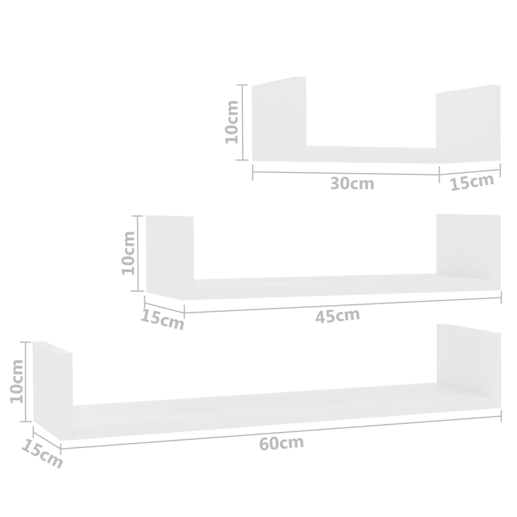 Wandregal 3 Stk. Weiß Holzwerkstoff