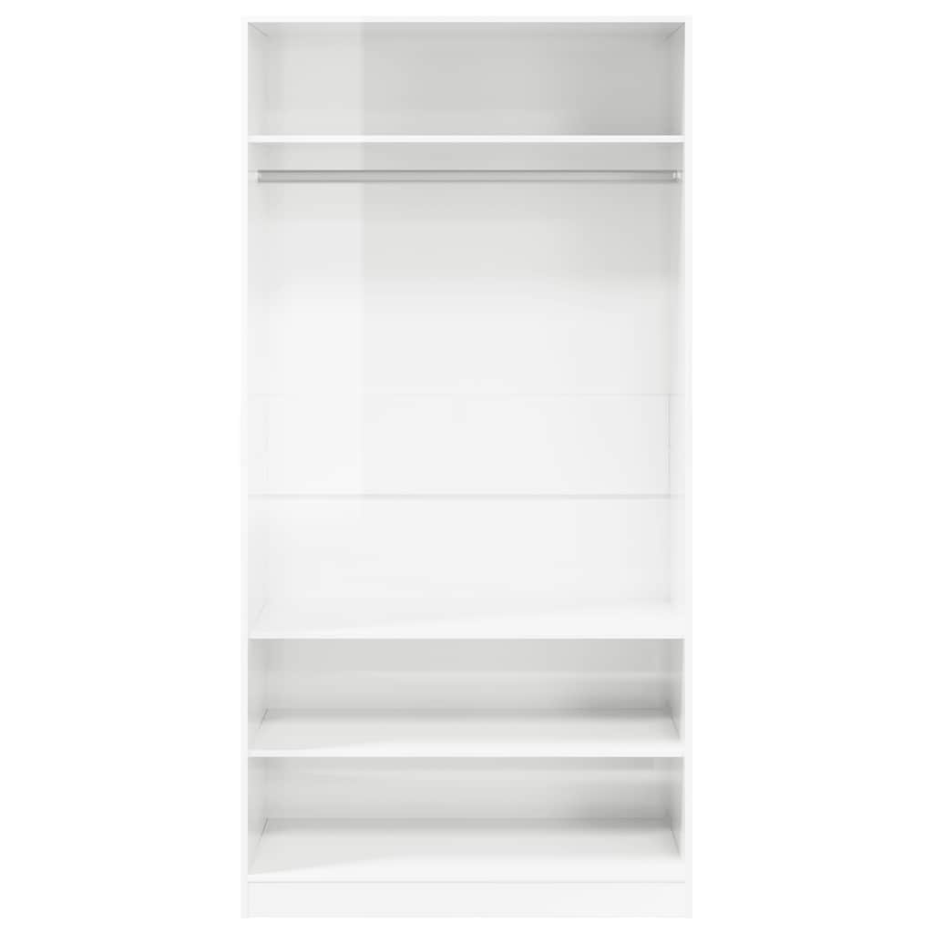 Kleiderschrank Hochglanz-Weiß 100x50x200 cm Holzwerkstoff