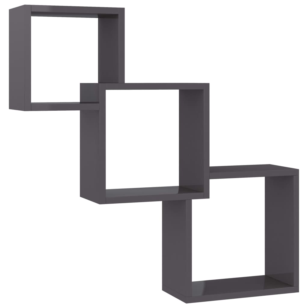 Cube Wandregale Hochglanz-Schwarz 68x15x68 cm Holzwerkstoff