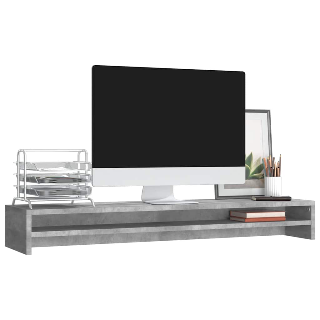 Monitorständer Betongrau 100x24x13 cm Holzwerkstoff