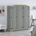 Kleiderschrank Mexiko-Stil Kiefernholz 3 Türen Grau