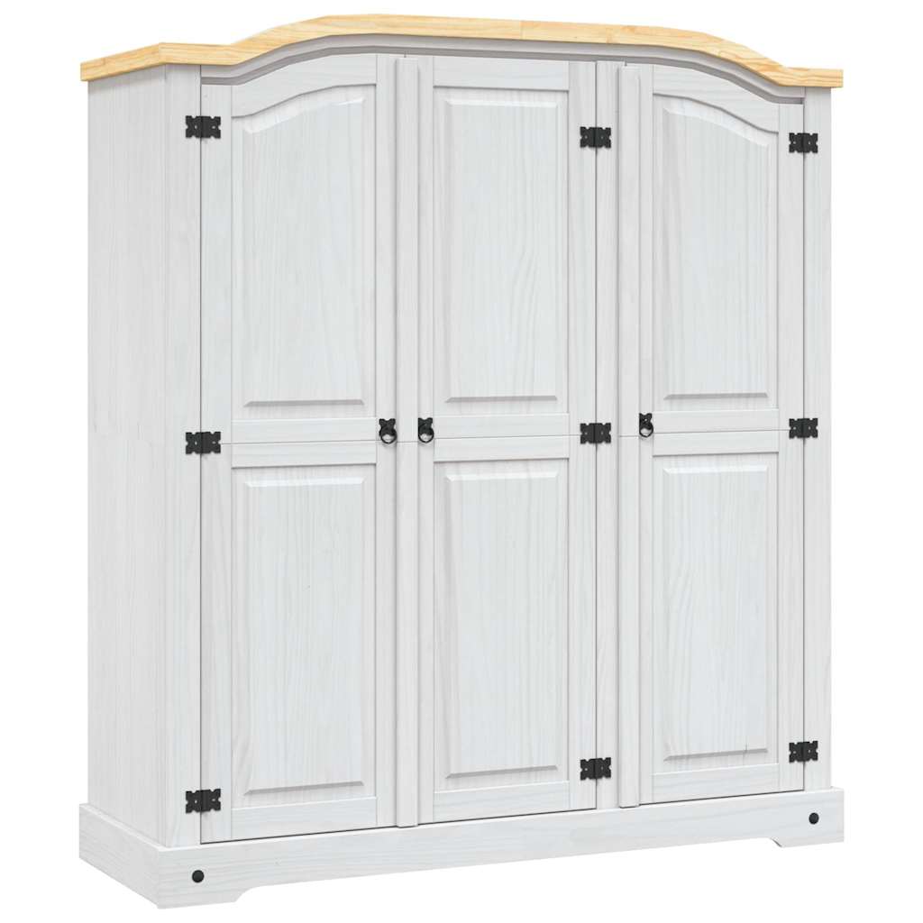 Kleiderschrank Mexiko-Stil Kiefernholz 3 Türen Weiß