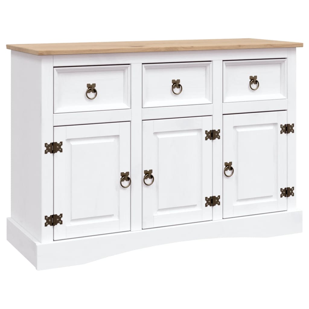 Sideboard Mexiko-Stil Kiefernholz Weiß 132x43x78 cm