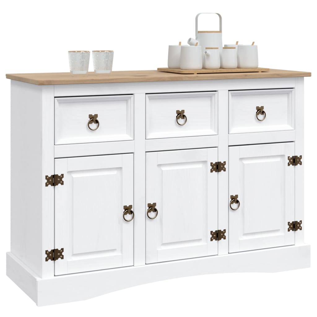 Sideboard Mexiko-Stil Kiefernholz Weiß 132x43x78 cm