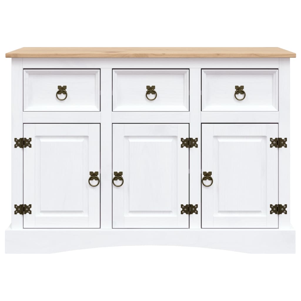 Sideboard Mexiko-Stil Kiefernholz Weiß 132x43x78 cm