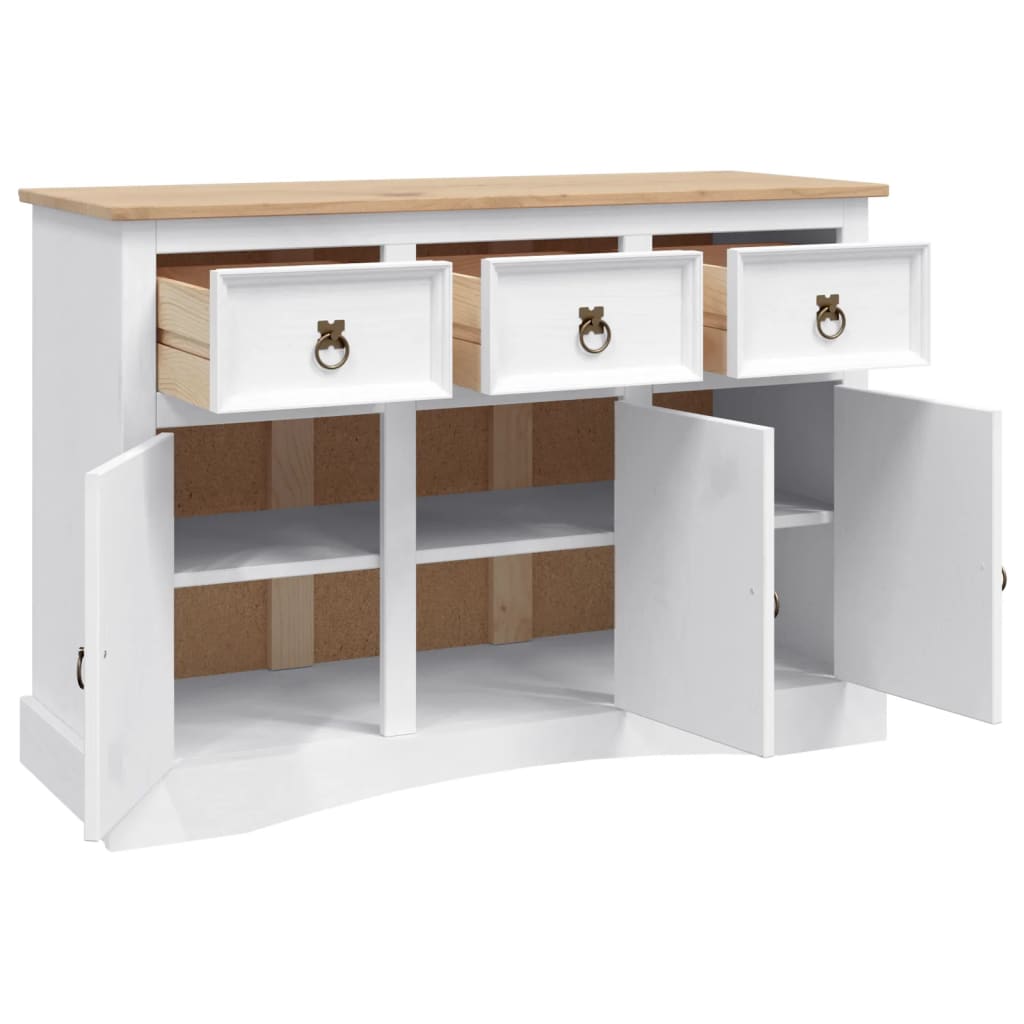 Sideboard Mexiko-Stil Kiefernholz Weiß 132x43x78 cm
