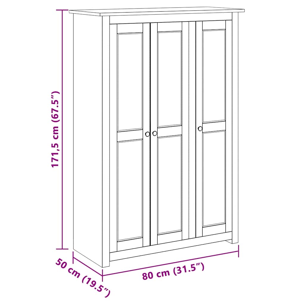 Kleiderschrank 3-Türig Weiß 118×50×171,5 cm Kiefer Panama Serie