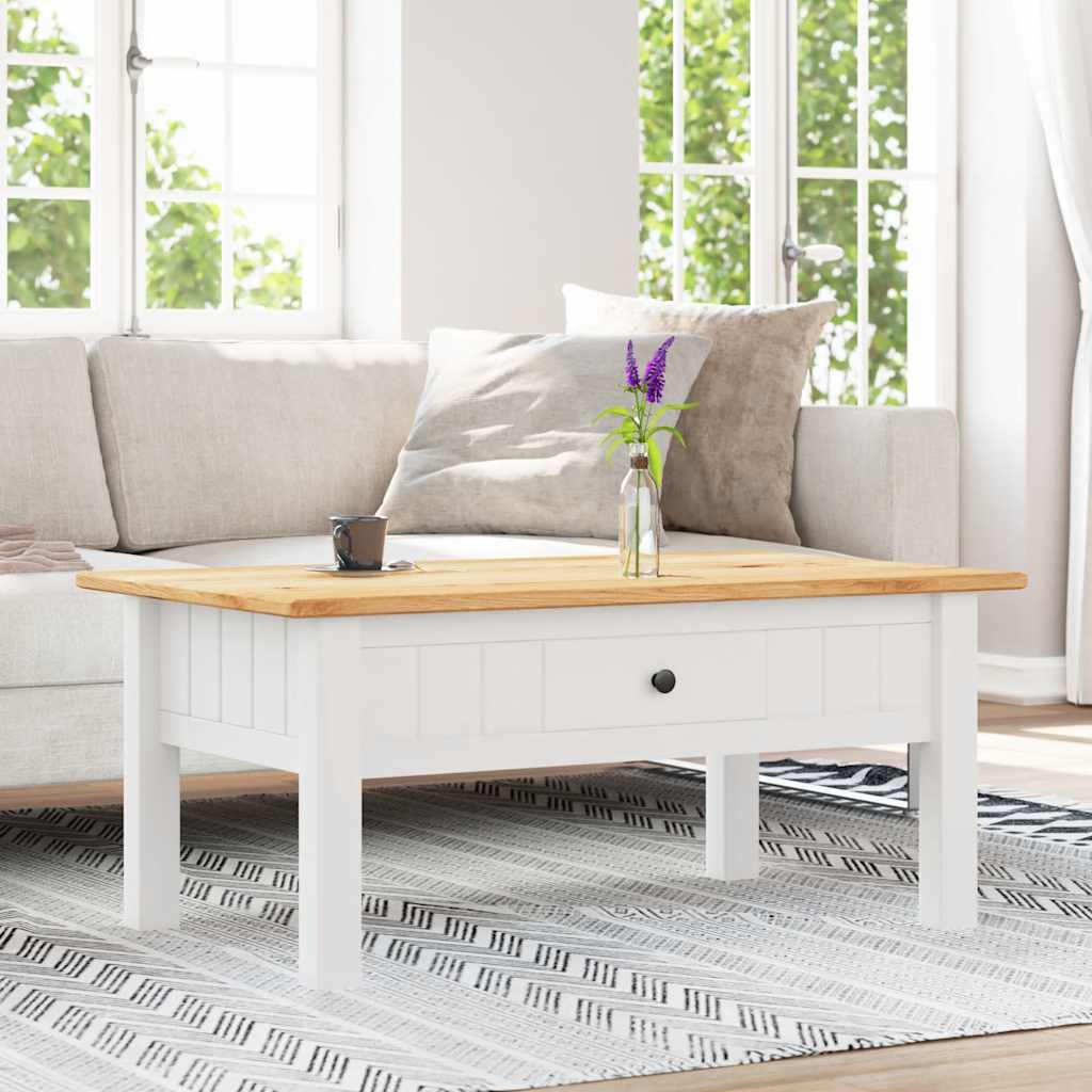 Couchtisch Weiß 100x60x43,5 cm Massivholz Panama-Kiefer