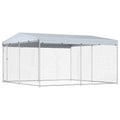 Outdoor-Hundezwinger mit Überdachung 382x382x225 cm