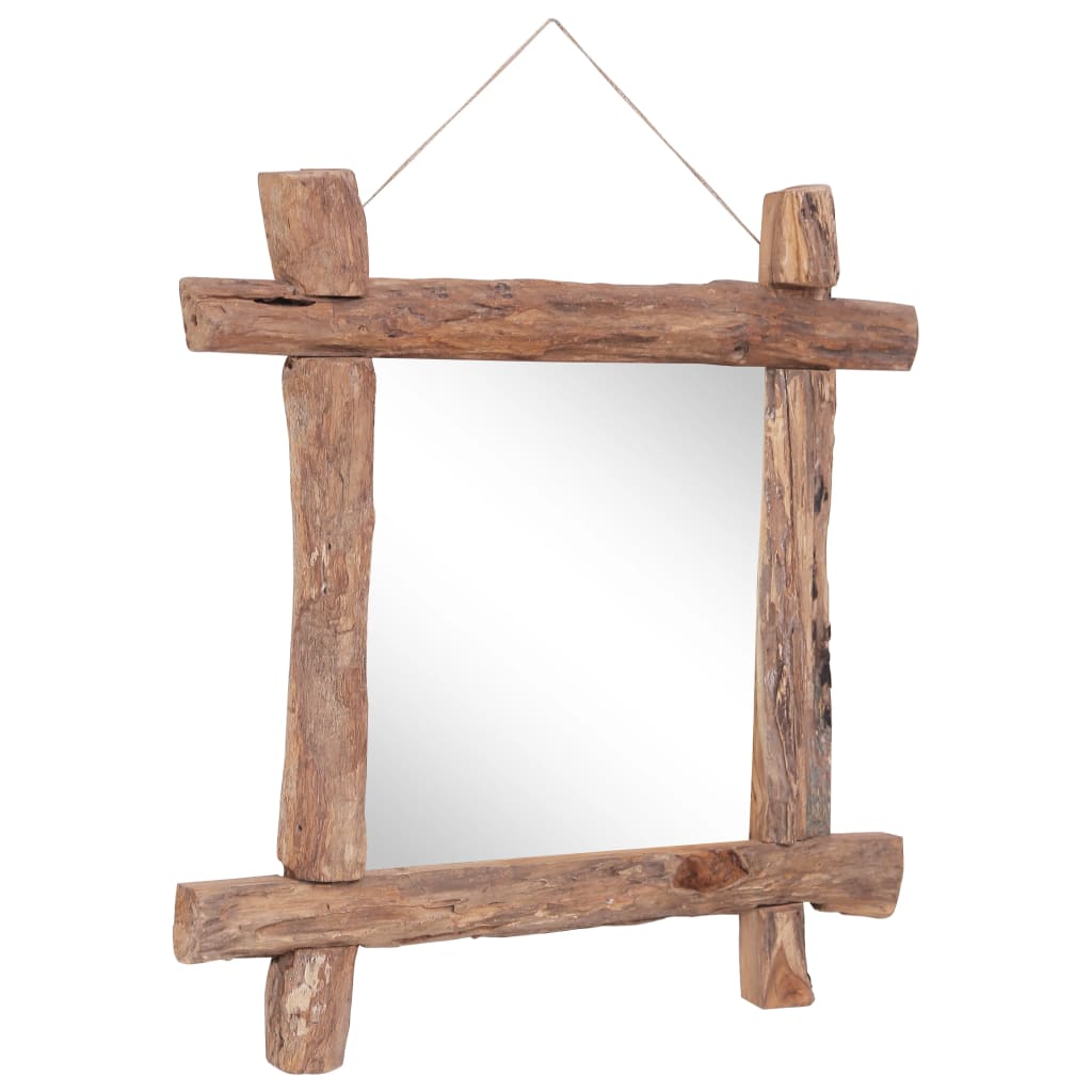 Holzspiegel Natur 70x70 cm Recyceltes Teakholz