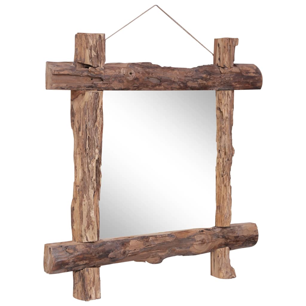 Holzspiegel Natur 70x70 cm Recyceltes Teakholz