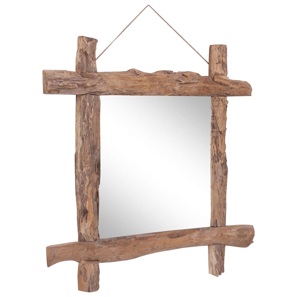 Holzspiegel Natur 70x70 cm Recyceltes Teakholz