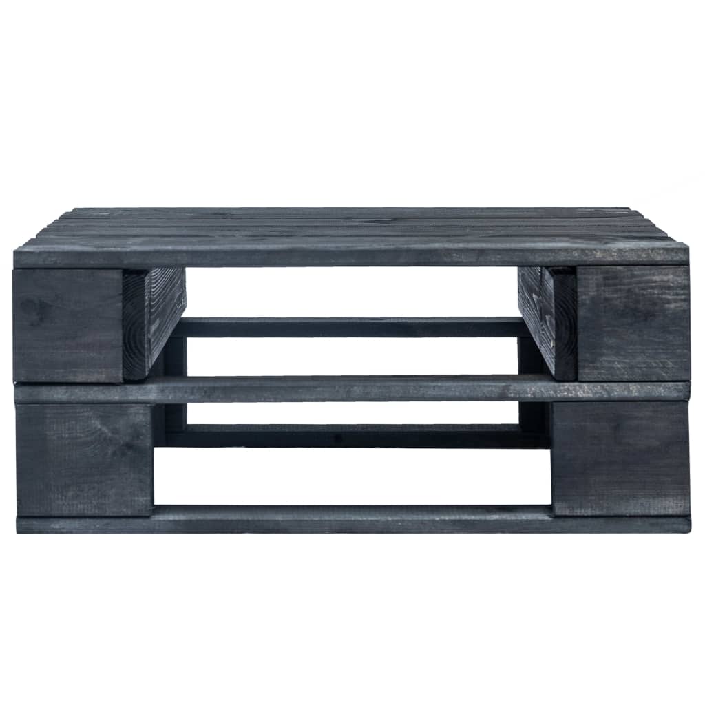 Outdoor-Ottomane Paletten Holz Schwarz